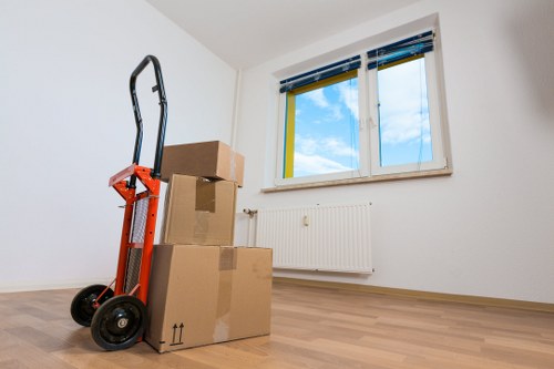 Team of removals workers loading a truck